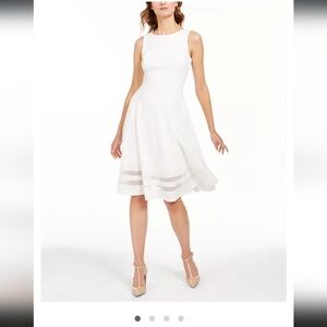 White Calvin Klein Mesh Inset Dress Size 16